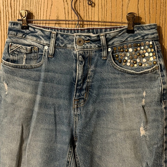 Embellished Distressed Boyfriend Jeans - Gray - Picture 2 of 4